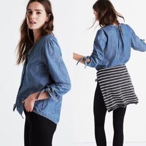 Madewell Soft Denim Shirt with Tie Sleeves - EUC